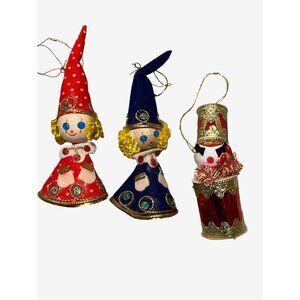Cardboard and Sequin Christmas Ornaments Set Of 3 Vintage Holiday